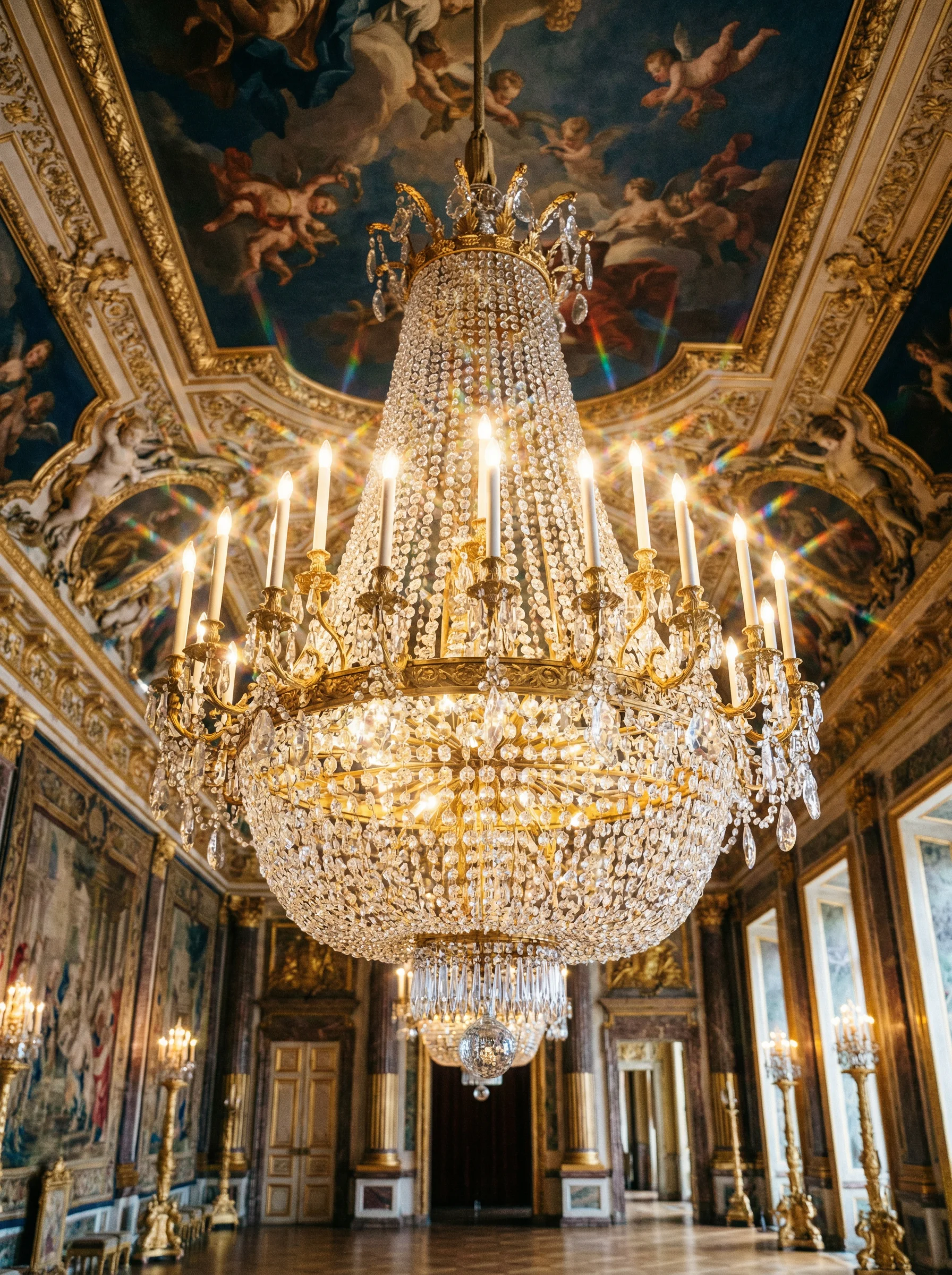 巴洛克风格水晶吊灯，在 AG真人 宫殿中散发璀璨光芒