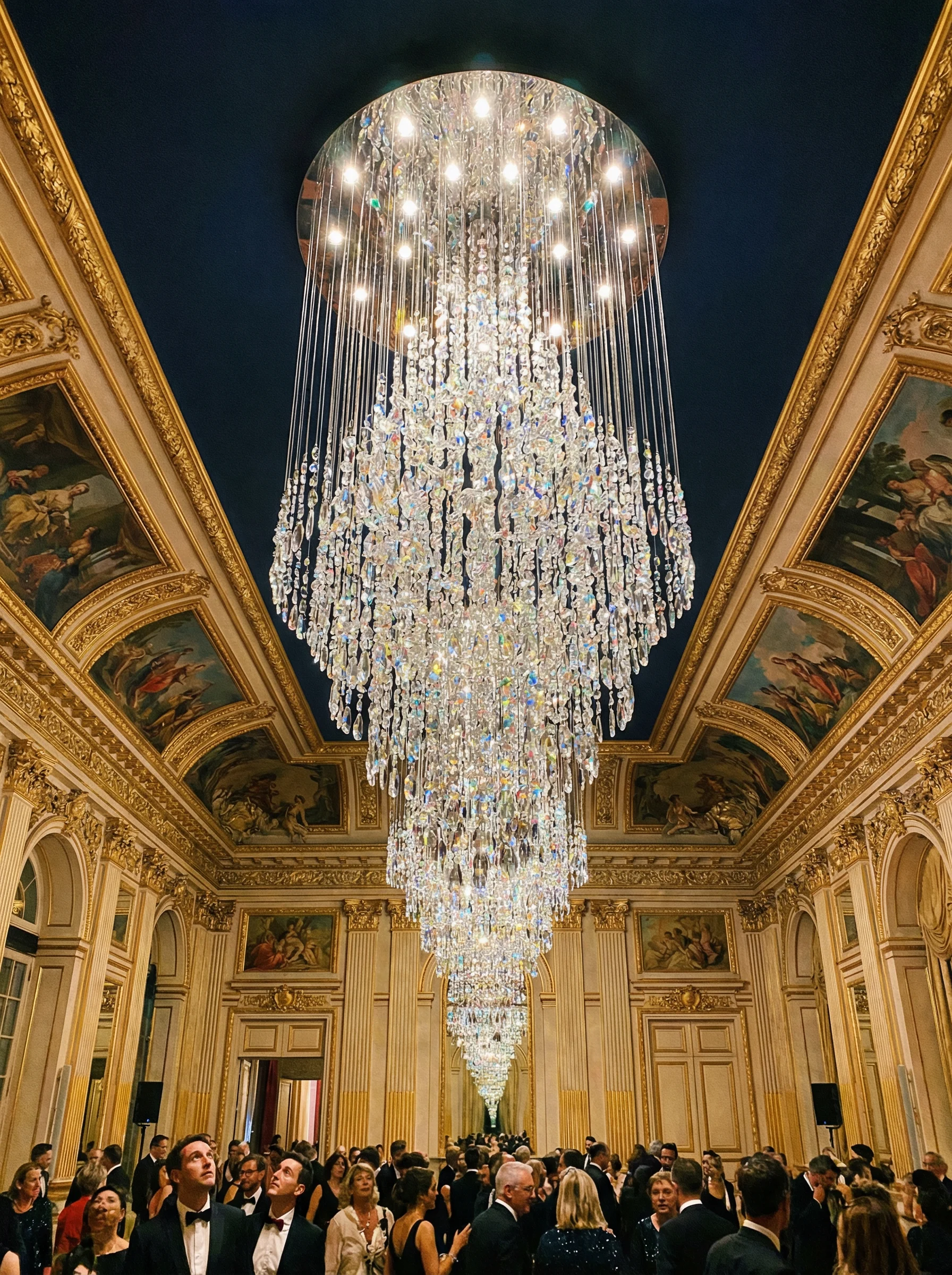 瀑布式水晶吊灯，为 AG真人 贵宾厅增添奢华气息