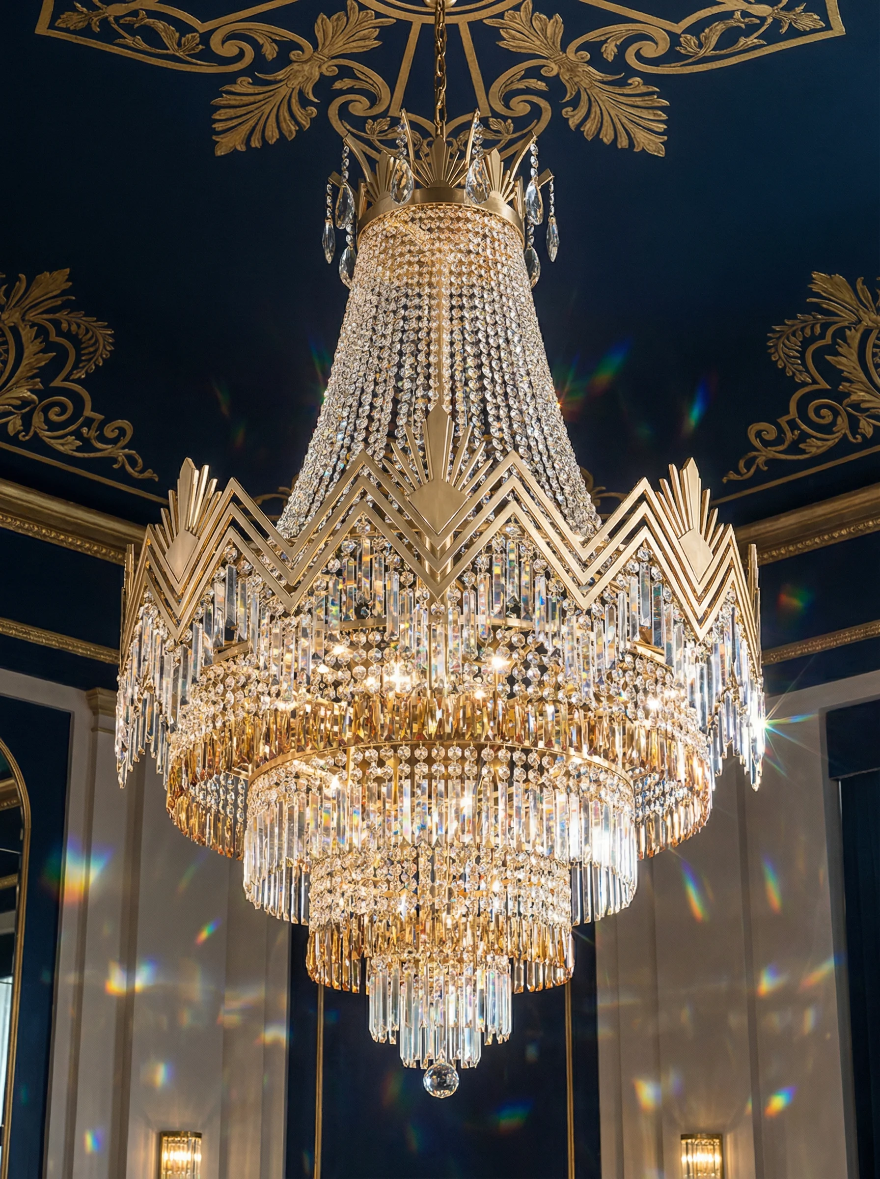 装饰艺术风格水晶吊灯，展现 AG真人 的现代奢华