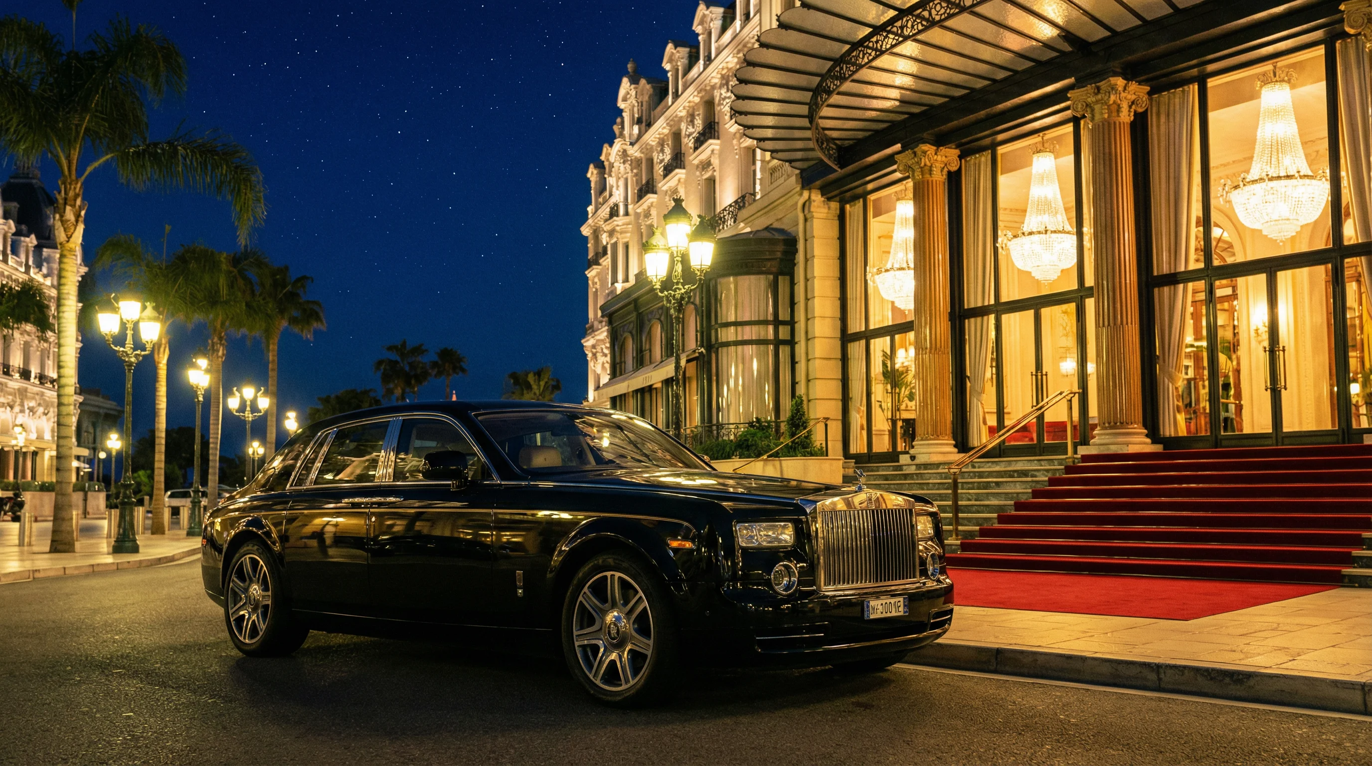 豪华名车在水晶宫殿前，彰显 AG真人 的尊贵格调